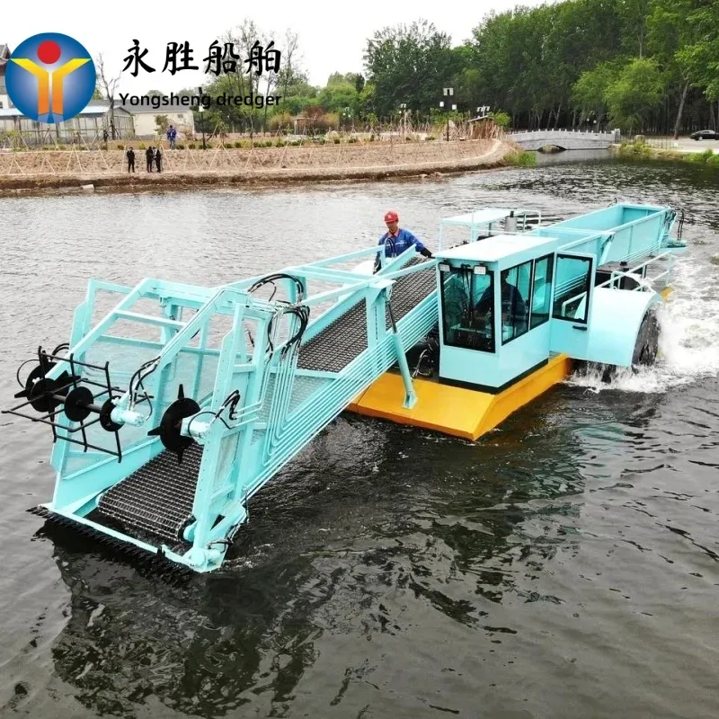 Mini eficiente aquático mowing barco de colheita de ervas daninhas para uma pessoa para operar 3